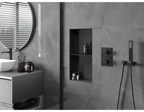 Mexen X-Wall-NR, polička na zapustenie pod obklad bez goliera 60 x 30 cm, čierna matná, 1971603010S