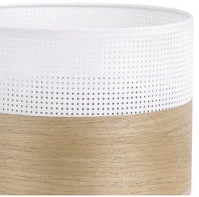 Závesné svietidlo Wood, 1x dýha zlatý dub/biele PVC tienidlo, (fi 20cm)