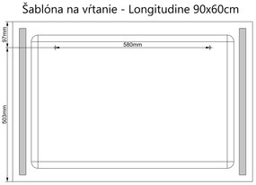 LED zrkadlo Longitudine 90x60cm teplá biela - diaľkový ovládač Farba diaľkového ovládača: Čierna