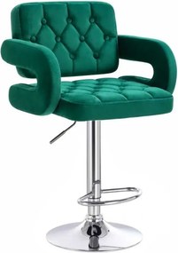 LuxuryForm DESIGN Barová stolička ADRIA VELUR na striebornom tanieri - zelená