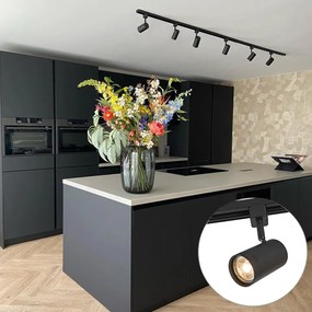 Moderný koľajnicový systém s 6 čiernymi bodovými svetlami 1-fázový 200 cm - Iconic Jeana