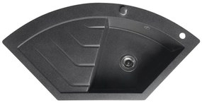 Sapho - Rohový kuchynský drez 114x57,5 cm granit/čierny