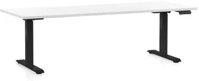 Výškovo nastaviteľný stôl OfficeTech C, 200 x 80 cm, čierna podnož, biela