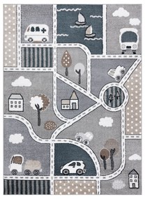 Koberec FUN Strade pre deti, ulica, mesto sivý
