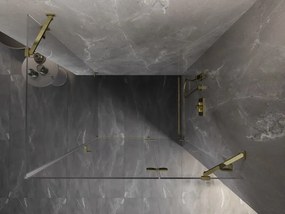 Mexen Lunar, pravostranný výklopný sprchový kút 75 x 80 cm, číre sklo, zlatý profil, 834-075-080-50-00-P