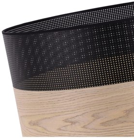 Závesné svietidlo Wood, 1x béžová dubová dýha/čierne PVC tienidlo, (fi 44cm)