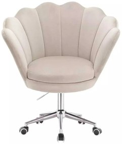 LuxuryForm DESIGN Kreslo FREY VELUR na striebornej podstave s kolieskami - latte