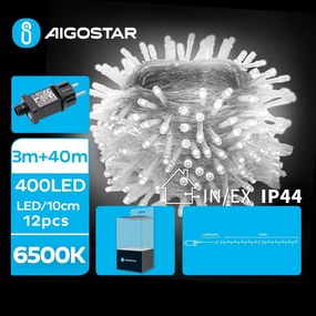 Aigostar - LED vonkajšia vianočná reťaz 400xLED/8 funkcií 43 m IP44 studená biela