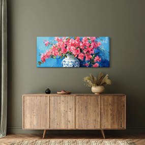 Obraz - Váza ružových kvetov (120x50 cm)