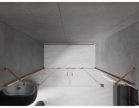 Mexen Velar Duo, posuvné dvere do otvoru 180x200 cm, 8mm číre sklo, ružové zlato, 871-180-000-02-60