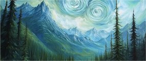 Obraz - Krajina s nádychom Van Gogha (120x50 cm)