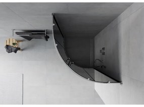 Mexen Rio, štvrťkruhový sprchovací kút s posuvnými dverami 90(dvere) x 90(dvere) x 190 cm, 6mm šedé sklo, chrómový profil, 863-090-090-01-40