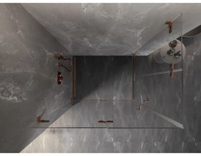 Mexen Lunar-F Duo, skladací sprchový kút 95 x 75 cm, 6mm číre sklo, profil medená matná, 836-095L-075P-65-00