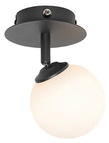 Moderné bodové svetlo čierne s opálovým sklom s vypínačom - Atény