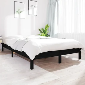 vidaXL Rám postele čierny 180x200 cm Super King Size masívna borovica