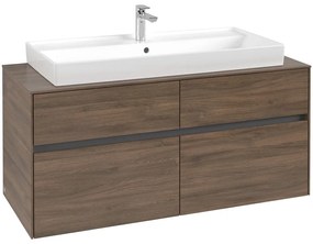 VILLEROY &amp; BOCH Collaro závesná skrinka pod umývadlo na dosku (umývadlo v strede), 4 zásuvky, 1200 x 500 x 548 mm, Arizona Oak, C09100VH