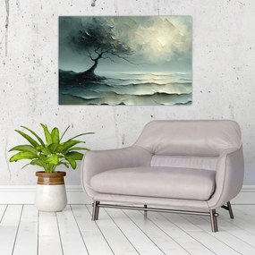 Obraz - Olejomaľba stromu s oceánom (90x60 cm)