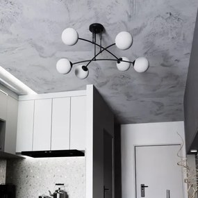 Luster na tyči PREGOS 6xE14/10W/230V čierna/biela