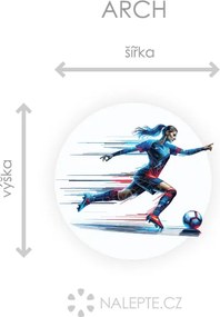 Futbalistka 02 textilní prelepiteľná nálepka na stenu hárok 45 x 45 cm