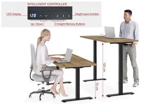 Elektrický PC stolík Natura 160 (dub + čierna). Akcia -20%. Vlastná spoľahlivá doprava až k Vám domov. 1124886