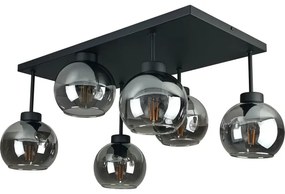 Prisadený luster NESSA 6xE27/60W/230V čierna/dymová čierna