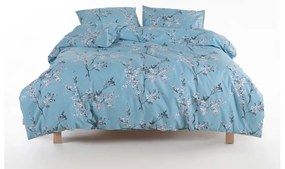 Modré obliečky na dvojlôžko/predĺžené z bavlny Renforcé 240x220 cm Blue Floral – Mila Home Luxury