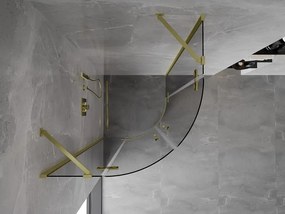 Mexen Mist, polkruhový výklopný sprchový kút 90 x 90 cm, číre sklo, zlatý matný profil, 8A33-090-090-55-00