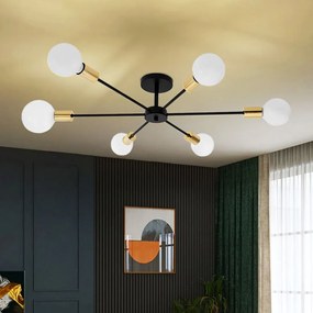 Toolight - Lampa spider-6 APP501-6C, čierna-zlatá, OSW-01100