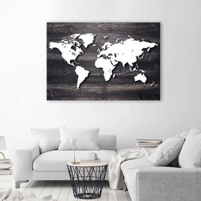 Obraz na plátně Mapa světa Wood Grey Office - 60x40 cm