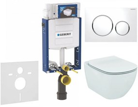 GEBERIT Kombifix súprava 5v1 - inštalačný modul, závesné WC AquaBlade a Softclose Slim sedátko IDEAL STANDARD Tesi, tlačítko Sigma20, 115.882.KJ.1 (biela/lesklý chróm/biela), 110.302.00.5 NU4