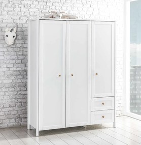 Trojdverová šatníková skriňa Paxton - biela