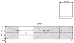 RTV skrinka Asha 200 cm s ryhovaným čelom - artisan / rivier stone mat