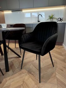 Jedálenská stolička SEVILLA zamatová, čierna