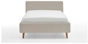 Béžová čalúnená dvojlôžková posteľ s úložným priestorom s roštom 140x200 cm Mattis – Meise Möbel