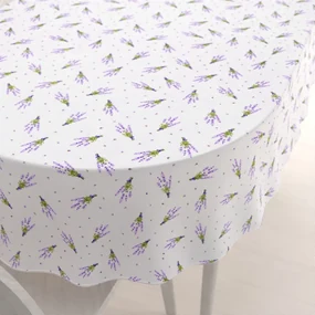 Biante Bavlnený oválny obrus Sandra SA-301 Malé zväzky levandúľ na bielom 120x200 cm