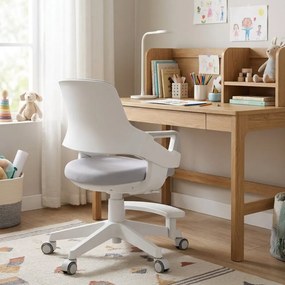 Detská rastúca stolička Neoseat KIDDY FIVE — látka, prateľný poťah, sivá