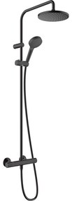 HANSGROHE Vernis Blend Showerpipe EcoSmart nástenný sprchový systém s termostatom, horná sprcha 1jet priemer 205 mm, ručná sprcha 2jet, matná čierna, 26089670