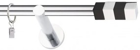 Dekorstudio Chrómová jednoradová garniža čierny MAGNUM 19mm Dĺžka: 220cm, Typ uchytenia: Držiak modern, Typ príslušenstva: Krúžky tiché so štipcami