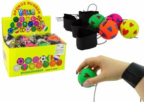 Lean Toys Gumené loptičky na elastickej šnúrke - 6 cm so srdiečkami