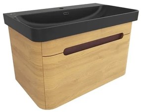Kúpeľňová skrinka s umývadlom SAT Fusion 77,5x43x45 cm dub medový mat SATFUSION80DMBKM, 1 ks