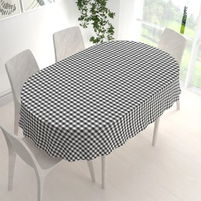 Biante Dekoračný oválny obrus Rebeka RE-011 Sivo-biela kocka stredná 100x140 cm