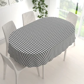 Biante Dekoračný oválny obrus Rebeka RE-011 Sivo-biela kocka stredná 120x160 cm