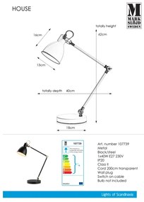 Markslöjd 107739 - Stolná lampa HOUSE 1xE27/40W/230V