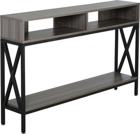 HOMCOM Konsolový stôl do predsiene s 2 oddeleniami a policou 120x23,5x75 cm Šedý a čierny | Aosom