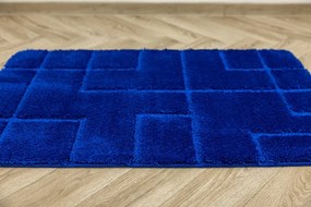 Kúpeľňový koberček Inez modrý, geometrický