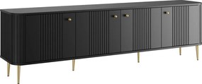 TV stolík Vespera 4D 187 cm - čierna / zlaté nožičky