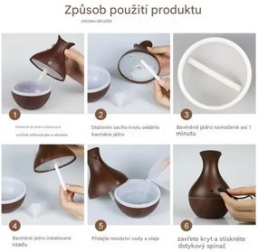 Difuzér esenciálnych olejov s imitáciou dreva - tmavě hnědý