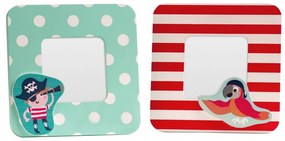 Červeno–tyrkysové drevené rámčeky v súprave 2 ks 12x12 cm Pirate – Premier Housewares