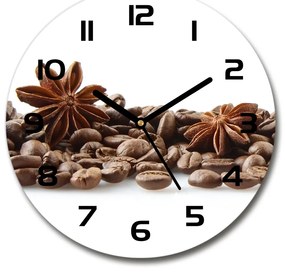 Sklenené hodiny okrúhle Zrnká kávy škorica pl_zso_30_c-f_84266938