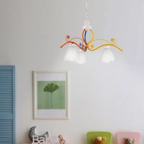 Luster na reťazi RETRO 3xE27/60W/230V biela/pestrofarebná